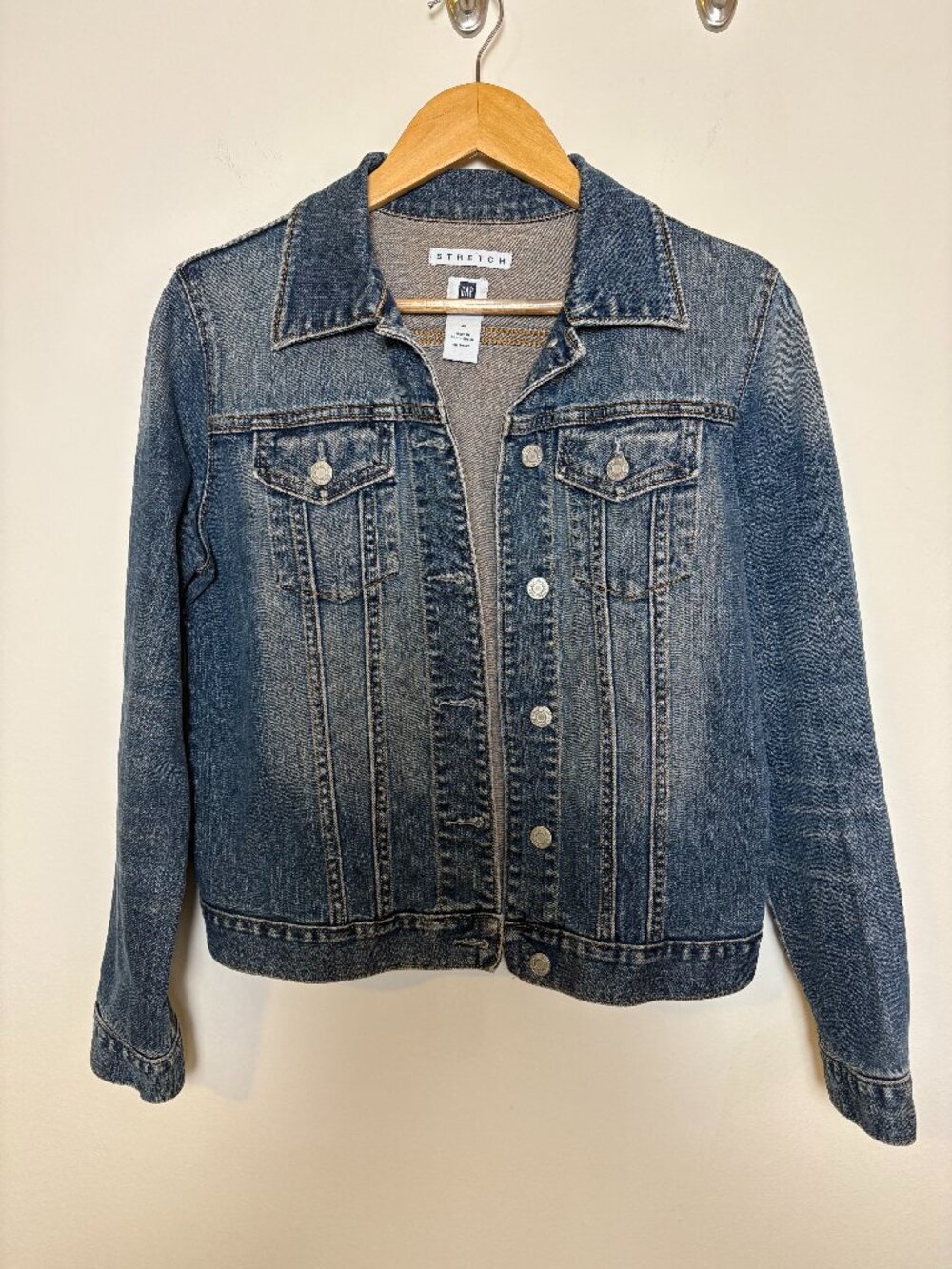 Gap Y2K Stretch Denim Jacket Women’s M 2004 Fitted Medium Blue Wash